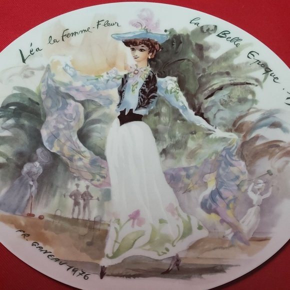 VTG 1976 D’Arceau Limoges Collectors Plate Léa la Femme Fleur la Belle Epoque 19 - Picture 6 of 10
